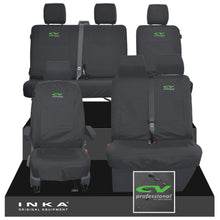 Load image into Gallery viewer, VW Transporter T6.1, T6, T5.1 Front 1+2 &amp; Rear 2+1 Tailored Waterproof Seat Covers Black MY-10-24 - CV-Series Embroidery
