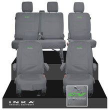 Load image into Gallery viewer, VW Transporter T6.1, T6, T5.1 Front 1+1 &amp; Rear 2+1 Tailored Waterproof Seat Covers Grey MY 10-24 - CV-Series Embroidery
