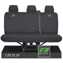 Load image into Gallery viewer, VW Transporter T6.1,T6,T5.1 INKA Rear Triple Tailored Waterproof Seat Cover Set Black MY 09-23 - R-Series Embroidery
