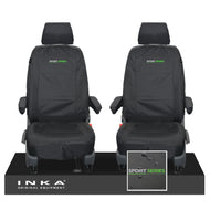 VW Transporter T6.1,T6,T5.1 INKA Front 1+1 Tailored Waterproof Seat Covers Black - Sport-Series Embroidery