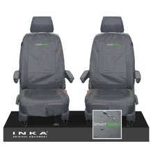 Load image into Gallery viewer, VW Transporter Shuttle T6.1, T6 Front 1+1 Tailored Waterproof Seat Covers Grey MY-15-23 - Sport-Series Embroidery
