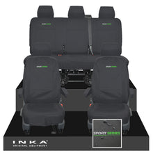 Load image into Gallery viewer, VW Transporter T6.1, T6, T5.1 INKA Front &amp; Rear Tailored Waterproof Seat Covers Black MY 10-24 - Sport-Series Embroidery
