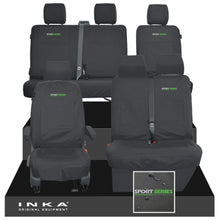 Load image into Gallery viewer, VW Transporter T6.1, T6, T5.1 Front 1+2 &amp; Rear 2+1 Tailored Waterproof Seat Covers Black MY-10-24 - Sport-Series Embroidery
