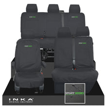 Load image into Gallery viewer, VW Transporter T6.1, T6, T5.1 Front 1+2 &amp; Rear Triple Tailored Waterproof Seat Covers Black MY 10-24 - Sport-Series Embroidery
