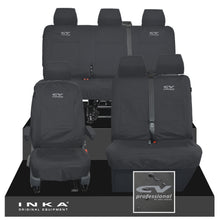 Load image into Gallery viewer, VW Transporter T6.1, T6, T5.1 Front 1+2 &amp; Rear Triple Tailored Waterproof Seat Covers Black MY 10-24 - CV Professional Embroidery
