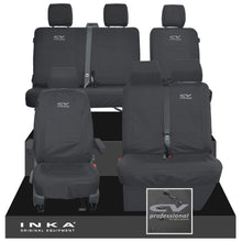Load image into Gallery viewer, VW Transporter T6.1, T6, T5.1 Front 1+2 &amp; Rear 2+1 Tailored Waterproof Seat Covers Black MY-10-24 - CV-Series Embroidery
