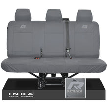 Load image into Gallery viewer, VW Transporter T6.1,T6,T5.1 INKA Rear Triple Tailored Waterproof Seat Cover Set Grey MY 09-23 - R-Series Embroidery
