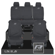 Load image into Gallery viewer, VW Transporter T6.1, T6, T5.1 INKA Front &amp; Rear Tailored Waterproof Seat Covers Black MY 10-24 - R-Series Embroidery
