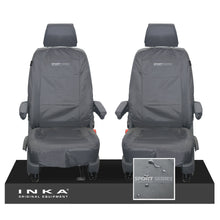 Load image into Gallery viewer, VW Transporter Shuttle T6.1, T6 Front 1+1 Tailored Waterproof Seat Covers Grey MY-15-23 - Sport-Series Embroidery
