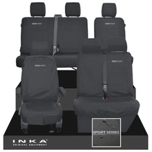 Load image into Gallery viewer, VW Transporter T6.1, T6, T5.1 Front 1+2 &amp; Rear 2+1 Tailored Waterproof Seat Covers Black MY-10-24 - Sport-Series Embroidery
