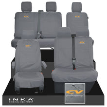 Load image into Gallery viewer, VW Transporter T6.1, T6, T5.1 Front 1+2 &amp; Rear 2+1 Tailored Waterproof Seat Covers Grey MY-10-24 - CV-Series Embroidery
