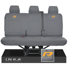 Load image into Gallery viewer, VW Transporter T6.1,T6,T5.1 INKA Rear Triple Tailored Waterproof Seat Cover Set Grey MY 09-23 - R-Series Embroidery
