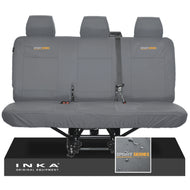 VW Transporter T6.1,T6,T5.1 INKA Rear Triple Tailored Waterproof Seat Cover Set Grey MY 09-23 - Sport-Series Embroidery
