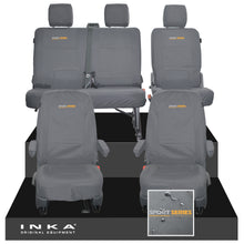 Load image into Gallery viewer, VW Transporter T6.1, T6, T5.1 Front 1+1 &amp; Rear 2+1 Tailored Waterproof Seat Covers Grey MY 10-24 - Sport-Series Embroidery
