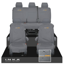 Load image into Gallery viewer, VW Transporter T6.1, T6, T5.1 INKA Front &amp; Rear Tailored Waterproof Seat Covers Grey MY 10-24 - Sport-Series Embroidery
