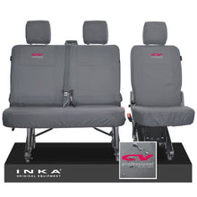 Load image into Gallery viewer, VW Transporter T6.1, T6 INKA Rear Set 2+1 Tailored Waterproof Seat Covers Grey - CV Professional Embroidery
