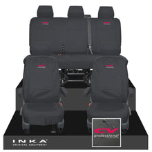 Load image into Gallery viewer, VW Transporter T6.1, T6, T5.1 INKA Front &amp; Rear Tailored Waterproof Seat Covers Black MY 10-24 - CV Professional Embroidery

