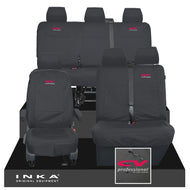 VW Transporter T6.1, T6, T5.1 Front 1+2 & Rear Triple Tailored Waterproof Seat Covers Black MY 10-24 - CV Professional Embroidery