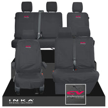 Load image into Gallery viewer, VW Transporter T6.1, T6, T5.1 Front 1+2 &amp; Rear 2+1 Tailored Waterproof Seat Covers Black MY-10-24 - CV-Series Embroidery
