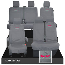 Load image into Gallery viewer, VW Transporter T6.1, T6, T5.1 Front 1+2 &amp; Rear 2+1 Tailored Waterproof Seat Covers Grey MY-10-24 - CV-Series Embroidery
