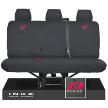 Load image into Gallery viewer, VW Transporter T6.1,T6,T5.1 INKA Rear Triple Tailored Waterproof Seat Cover Set Black MY 09-23 - R-Series Embroidery

