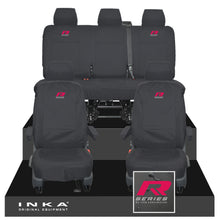 Load image into Gallery viewer, VW Transporter T6.1, T6, T5.1 INKA Front &amp; Rear Tailored Waterproof Seat Covers Black MY 10-24 - R-Series Embroidery
