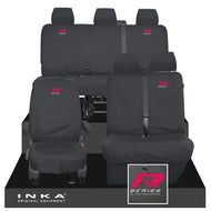 VW Transporter T6.1, T6, T5.1 Front 1+2 & Rear Triple Tailored Waterproof Seat Covers Black MY 10-24 - R-Series Embroidery