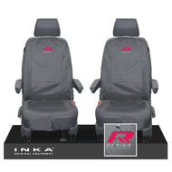 VW Transporter Shuttle T6.1, T6 Front 1+1 Tailored Waterproof Seat Covers Grey MY-15-23 - R-Series Embroidery