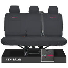 Load image into Gallery viewer, VW Transporter T6.1,T6,T5.1 INKA Rear Triple Tailored Waterproof Seat Cover Set Black MY 09-23 - Sport-Series Embroidery
