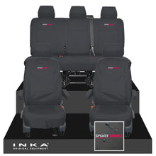 Load image into Gallery viewer, VW Transporter T6.1, T6, T5.1 INKA Front &amp; Rear Tailored Waterproof Seat Covers Black MY 10-24 - Sport-Series Embroidery
