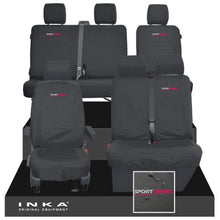 Load image into Gallery viewer, VW Transporter T6.1, T6, T5.1 Front 1+2 &amp; Rear 2+1 Tailored Waterproof Seat Covers Black MY-10-24 - Sport-Series Embroidery
