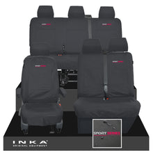 Load image into Gallery viewer, VW Transporter T6.1, T6, T5.1 Front 1+2 &amp; Rear Triple Tailored Waterproof Seat Covers Black MY 10-24 - Sport-Series Embroidery
