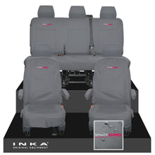 Load image into Gallery viewer, VW Transporter T6.1, T6, T5.1 INKA Front &amp; Rear Tailored Waterproof Seat Covers Grey MY 10-24 - Sport-Series Embroidery
