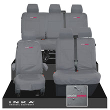 Load image into Gallery viewer, VW Transporter T6.1, T6, T5.1 Front 1+2 &amp; Rear Triple Tailored Waterproof Seat Covers Grey MY 10-24 - Sport-Series Embroidery
