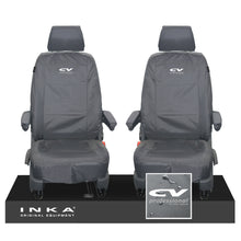Load image into Gallery viewer, VW Transporter T6.1,T6,T5.1 INKA Front 1+1 Tailored Waterproof Seat Covers Grey - Plain (inferred) Embroidery
