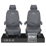 VW Transporter Shuttle T6.1, T6 Front 1+1 Tailored Waterproof Seat Covers Grey MY-15-23 - Plain (inferred) Embroidery