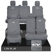 Load image into Gallery viewer, VW Transporter T6.1, T6, T5.1 Front 1+2 &amp; Rear 2+1 Tailored Waterproof Seat Covers Grey MY-10-24 - CV-Series Embroidery

