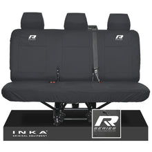 Load image into Gallery viewer, VW Transporter T6.1,T6,T5.1 INKA Rear Triple Tailored Waterproof Seat Cover Set Black MY 09-23 - R-Series Embroidery
