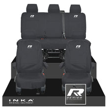 Load image into Gallery viewer, VW Transporter T6.1, T6, T5.1 INKA Front &amp; Rear Tailored Waterproof Seat Covers Black MY 10-24 - R-Series Embroidery
