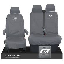 Load image into Gallery viewer, VW Transporter Shuttle T6.1, T6 Front 1+2 Tailored Waterproof Seat Covers Grey MY-15-23 - R-Series Embroidery
