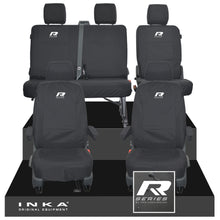 Load image into Gallery viewer, VW Transporter T6.1, T6, T5.1 Front 1+1 &amp; Rear 2+1 Tailored Waterproof Seat Covers Black MY-10-24 - R-Series Embroidery

