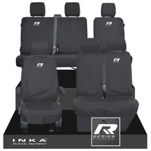 Load image into Gallery viewer, VW Transporter T6.1, T6, T5.1 Front 1+2 &amp; Rear 2+1 Tailored Waterproof Seat Covers Black MY-10-24 - R-Series Embroidery
