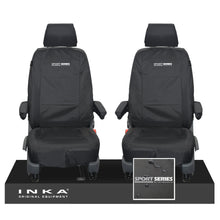 Load image into Gallery viewer, VW Transporter Shuttle T6.1, T6 Front 1+1 Tailored Waterproof Seat Covers Black MY-15-23 - Sport-Series Embroidery
