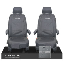 Load image into Gallery viewer, VW Transporter Shuttle T6.1, T6 Front 1+1 Tailored Waterproof Seat Covers Grey MY-15-23 - Sport-Series Embroidery
