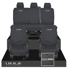 Load image into Gallery viewer, VW Transporter T6.1, T6, T5.1 INKA Front &amp; Rear Tailored Waterproof Seat Covers Black MY 10-24 - Sport-Series Embroidery
