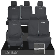 Load image into Gallery viewer, VW Transporter T6.1, T6, T5.1 Front 1+2 &amp; Rear 2+1 Tailored Waterproof Seat Covers Black MY-10-24 - Sport-Series Embroidery
