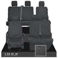 VW Transporter T6.1, T6, T5.1 Front 1+2 & Rear 2+1 Tailored Waterproof Seat Covers Black MY-10-24 - Plain (inferred) Embroidery