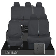 VW Transporter T6.1, T6, T5.1 Front 1+2 & Rear Triple Tailored Waterproof Seat Covers Black MY 10-24 - Plain (inferred) Embroidery