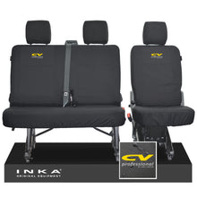 Load image into Gallery viewer, VW Transporter T6.1, T6 INKA Rear Set 2+1 Tailored Waterproof Seat Covers Black - CV Professional Embroidery

