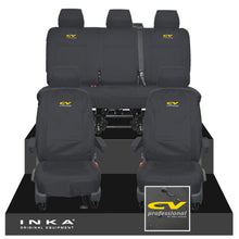 Load image into Gallery viewer, VW Transporter T6.1, T6, T5.1 INKA Front &amp; Rear Tailored Waterproof Seat Covers Black MY 10-24 - CV Professional Embroidery
